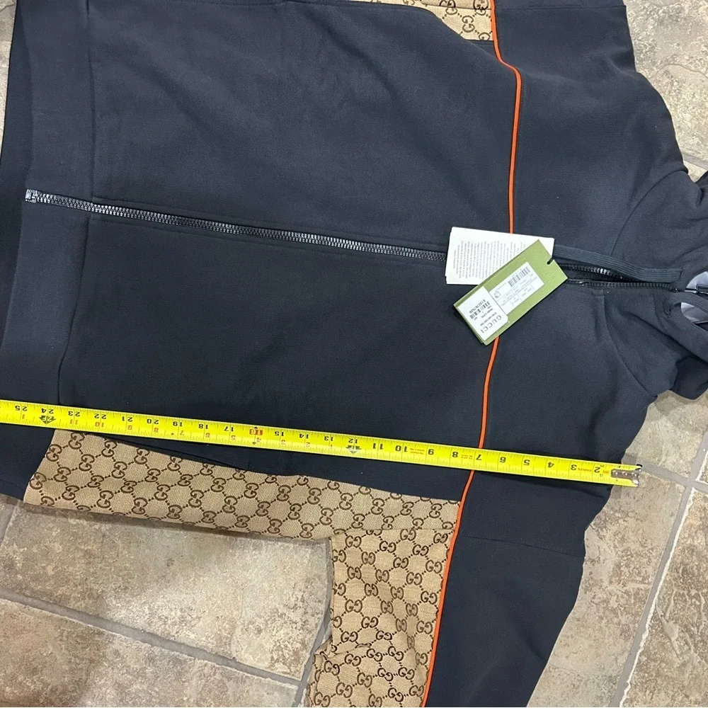 Men's Gucci, cotton jersey, zip jacket/hoodie signature GG Supreme size large